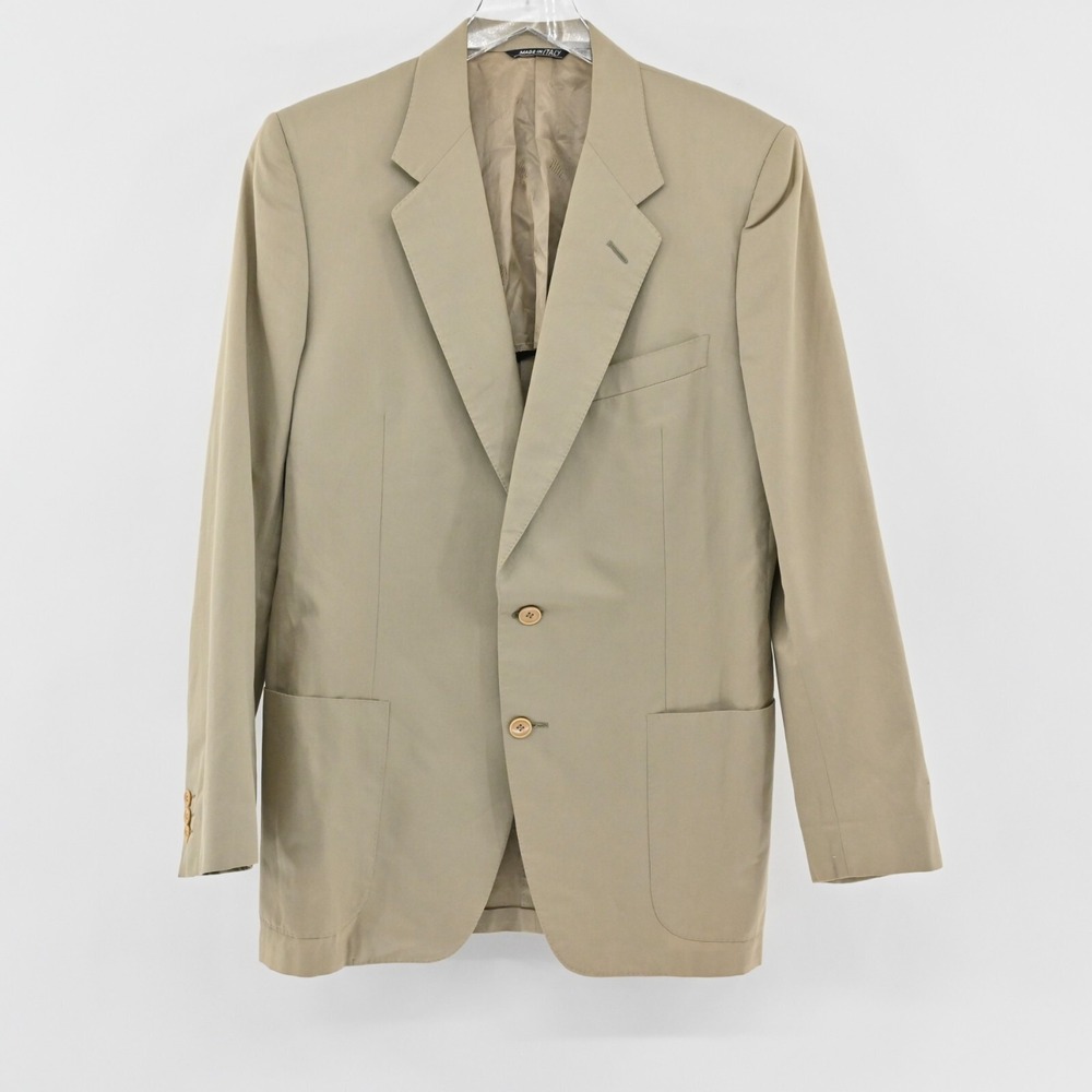 Vintage 90s Lanvin Single Breasted Blazer Mens Size 50 Beige Sport Coat Cotton